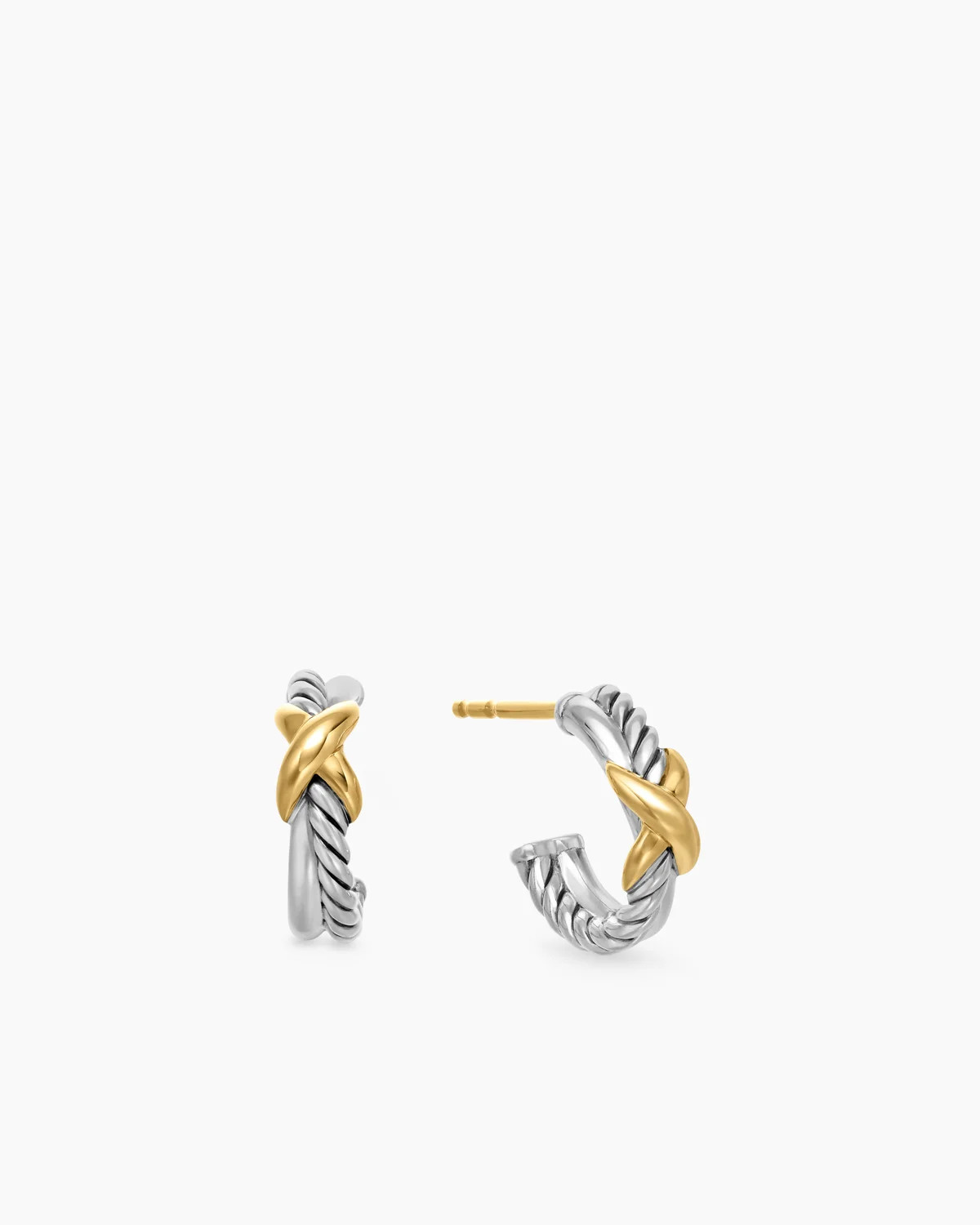 David Yurman | Petite X Hoop Earrings in Sterling Silver with 18K Yellow Gold, 12.6mm | David Yurman
