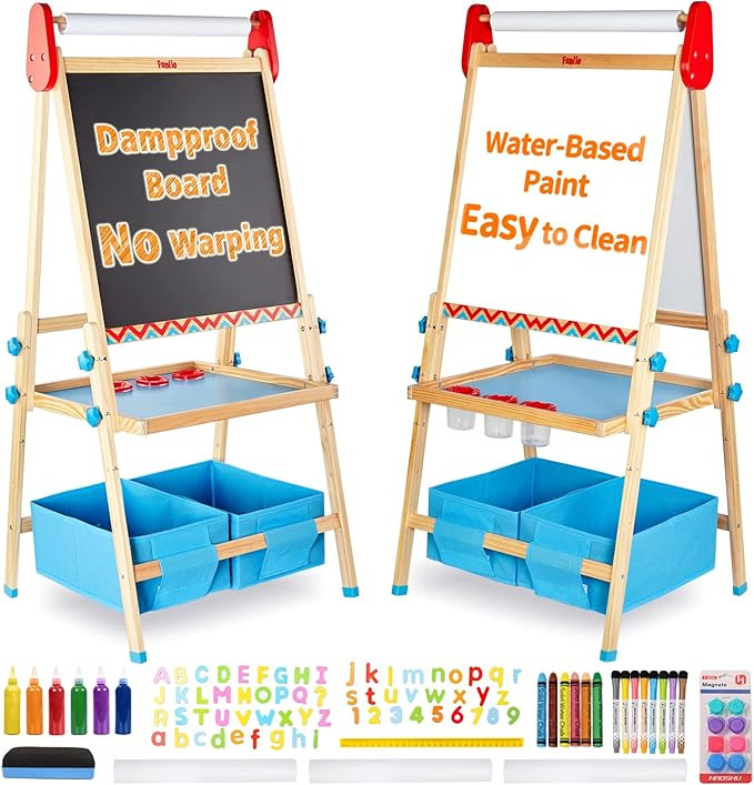 FUNLIO Kids Art Easel, 3 Height Adjustable for Kids Aged 2-8, Toddler Easel with Paper Roll, Anti... | Amazon (US)