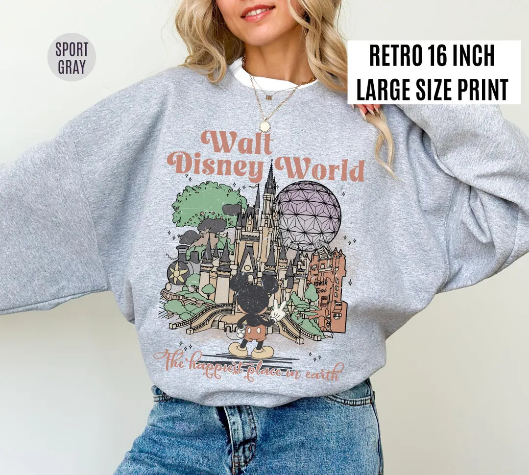 Retro Disney World Sweatshirt, the Happiest Place in the World Disney Shirt, Retro Disney Waterco... | Etsy (US)