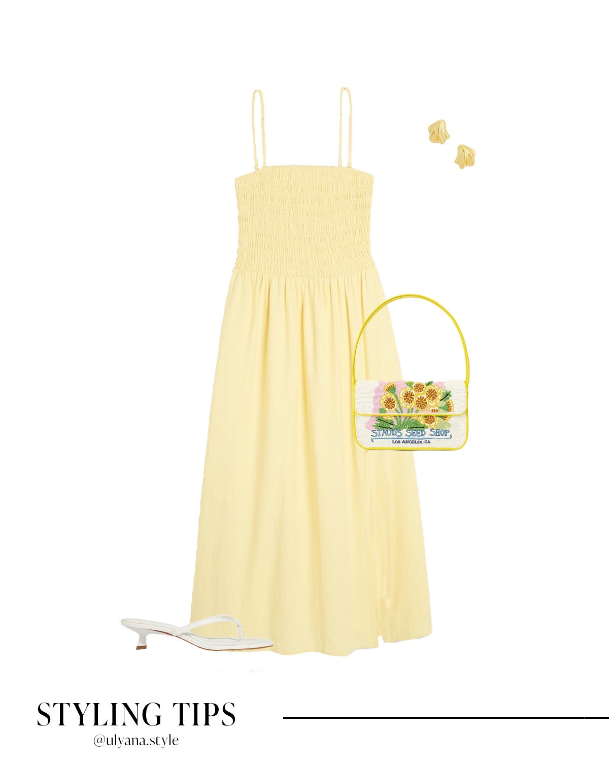 Butter yellow is having a moment 🌼 This midi dress is a summer must-have. It’s easy to dress up or down for vacation dinners, weekend brunches, or resort nights. I styled it with white heeled sandals, a beaded shoulder bag, and earrings for a chic, summer outfit. 
.
.
.
.
#LTKSummerEdit #LTKGiftGuide #LTKSeasonal #LTKSaleAlert #LTKPetite #LTKFindsUnder50 #LTKFindsUnder100 #LTKStyleTip #LTKTravel #LTKShoeCrush #LTKItBag

Summer dresses | summer sandals | summer shoes | yellow dress | dinner dress | day dress | vacation dress | vacation outfit | brunch outfit | resort outfit | white sandals | beaded bags | summer bags | outfit ideas | outfit inspo | date night dress | date night outfit 