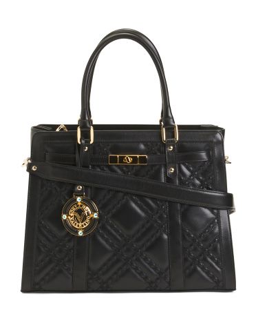 Made In Italy Leather Lady Like Satchel With Quilted Front | TJ Maxx