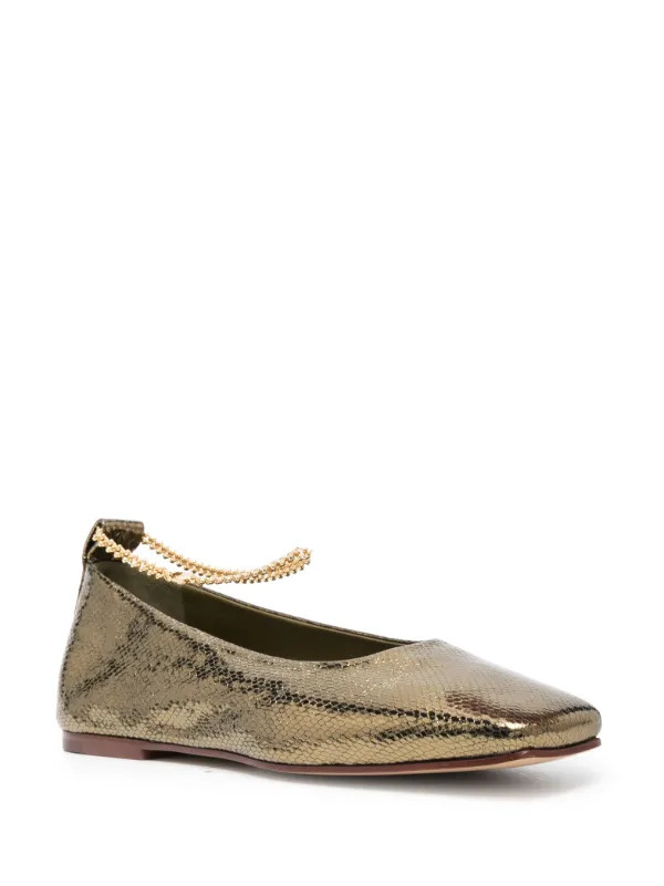 MARIA LUCA Metallic Leather Ballerina Shoes  - Farfetch | Farfetch Global