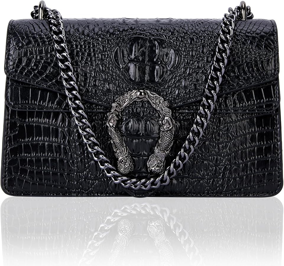 Aiqudou Crossbody Bag and Satchel Purse for Women - Fashion Snake Print Chain Purse Luxury PU Lea... | Amazon (US)