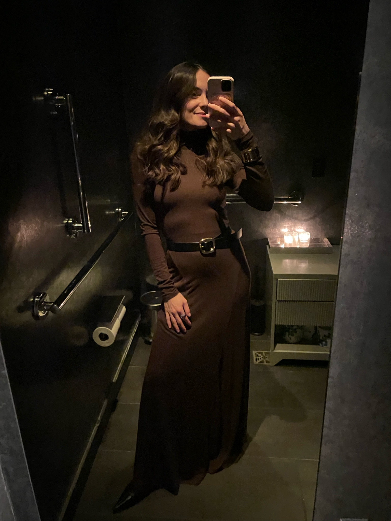 the perfect brown dress ✨ 

Brown dress, long sleeve dress, black boots, birthday party outfit, winter outfit, nyc outfit, long dress, party dress, brown, black belt, 

#LTKParties #LTKStyleTip #LTKSpringSale