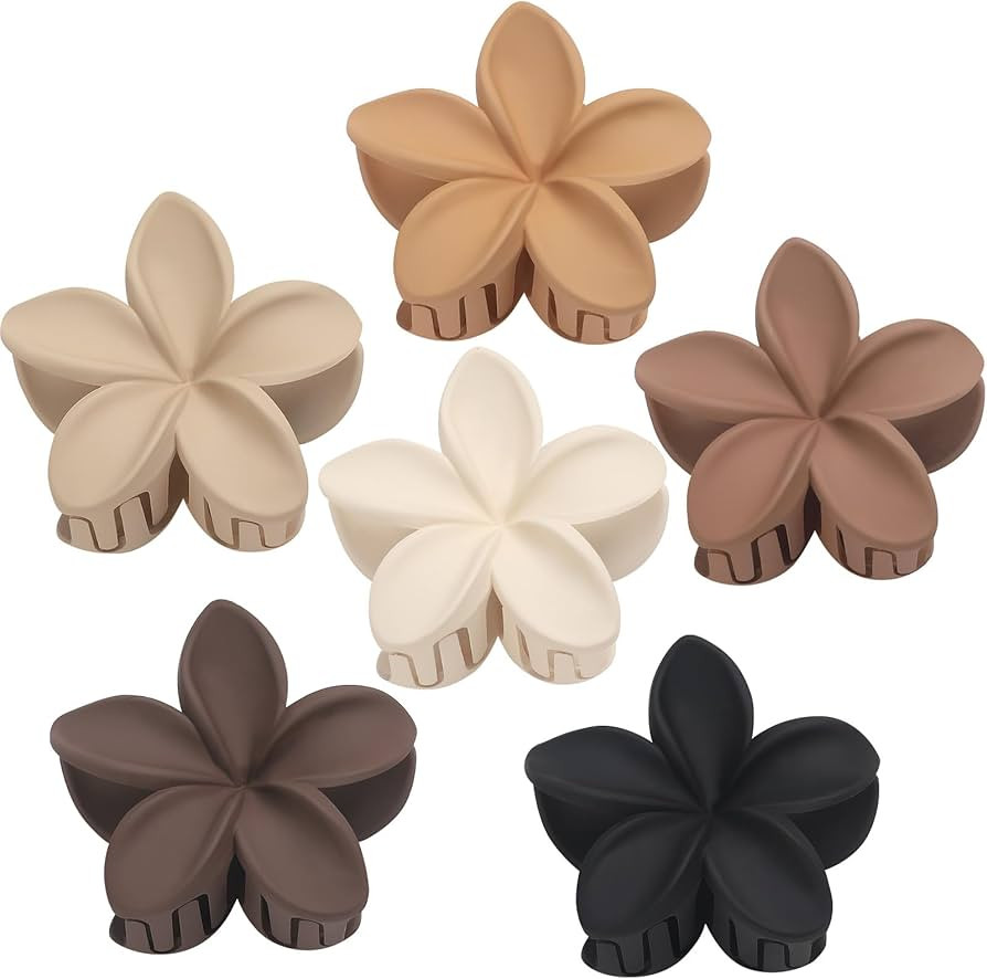 Hawaiian Plumeria Flower Claw Hair Clips - 6 Pcs Large for Thick Hair and Thin for Beach, Hair Ac... | Amazon (US)