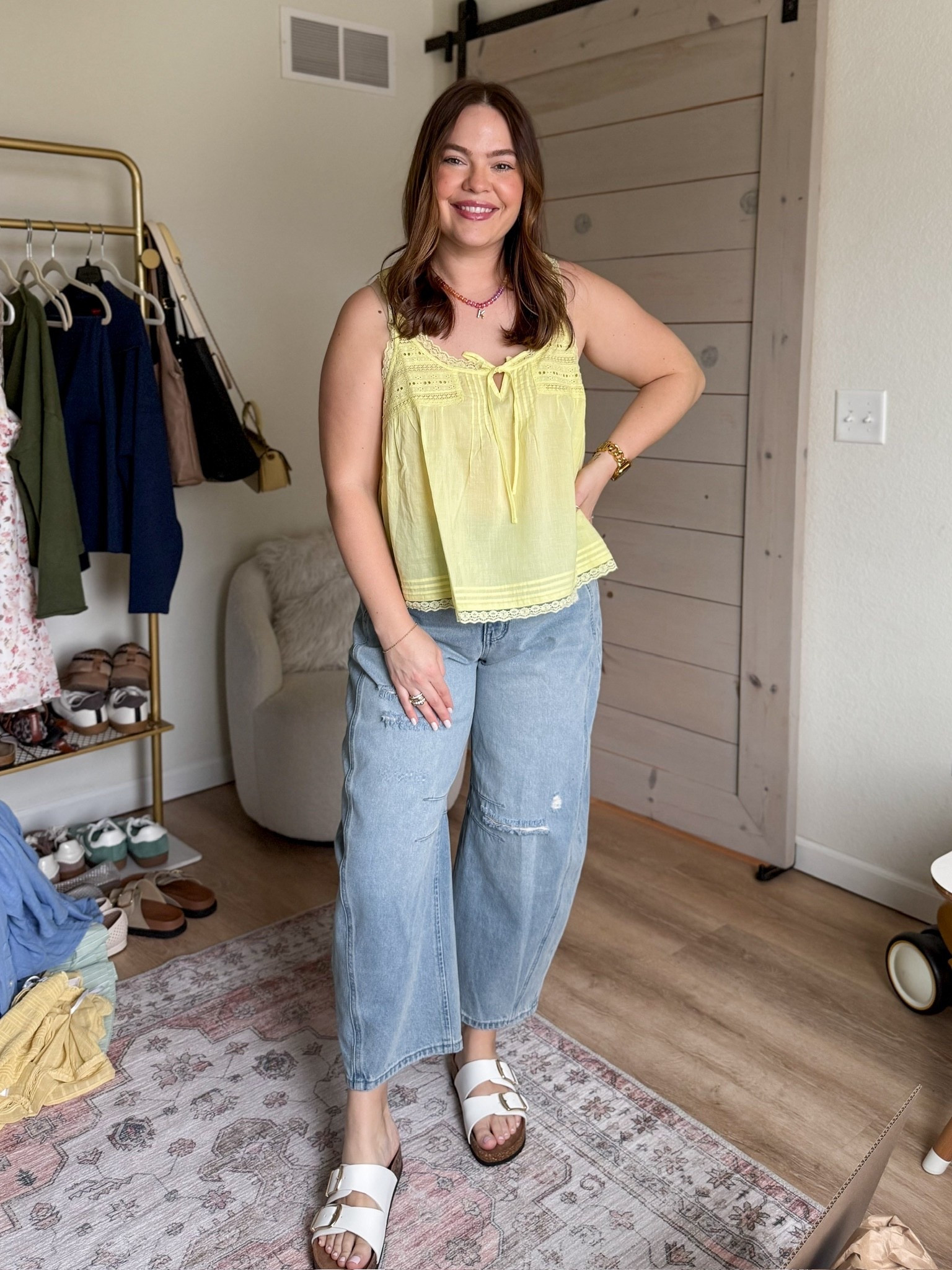 Wearing recommended size xxl in the tank but I recommend getting normal size, this one was too big // wearing size 12 in barrel jeans / spring outfit 

#LTKootd #LTKSeasonal #LTKMidsize
