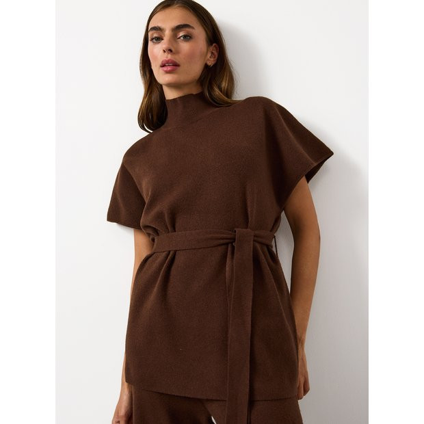 Buy Brown Belted Compact Knit Co-ord Top 22 | Co-ords | Argos | argos.co.uk