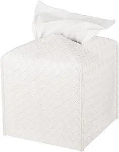 Tissue Box Cover PU Leather Tissue Holder Square Facial Tissue Case Facial Paper Organizer Dispen... | Amazon (US)