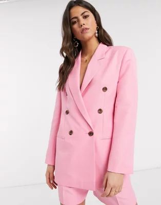 ASOS DESIGN mom suit blazer in pop pink | ASOS (Global)