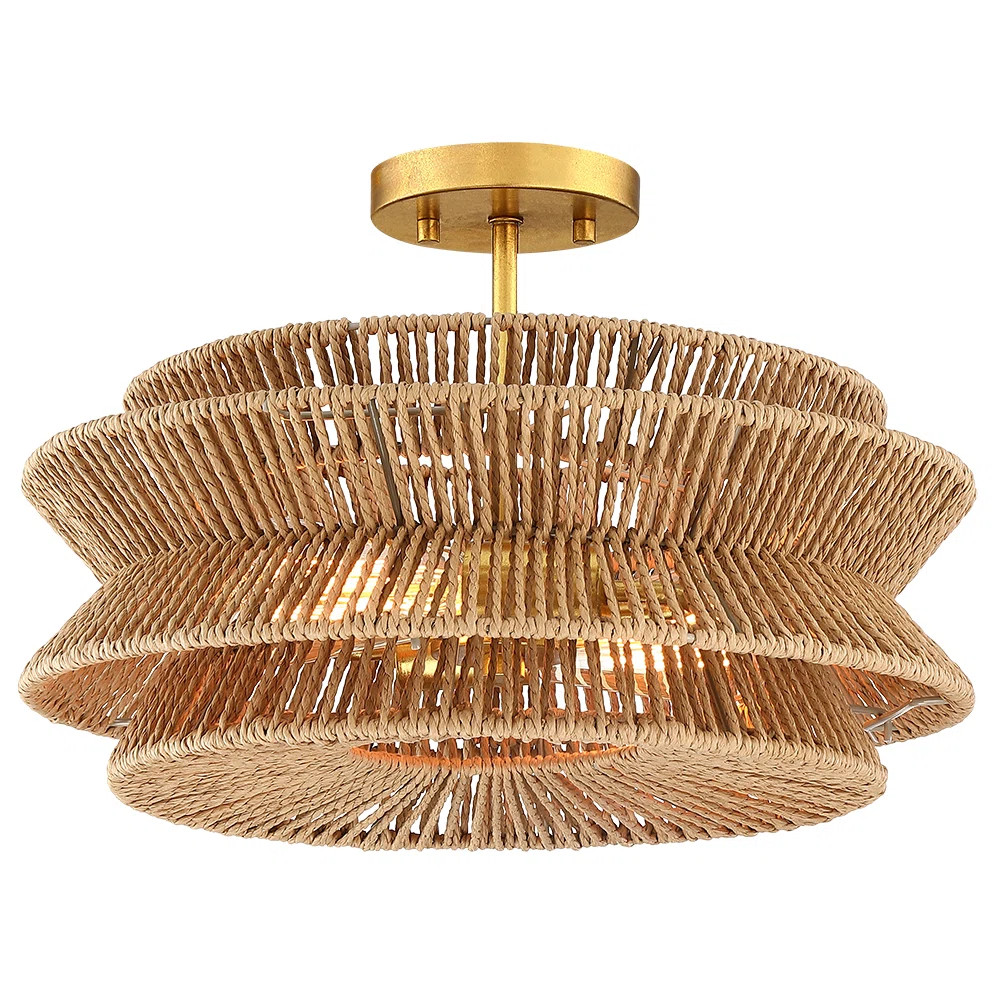 Clouden Rattan Semi Flush Mount | Wayfair North America