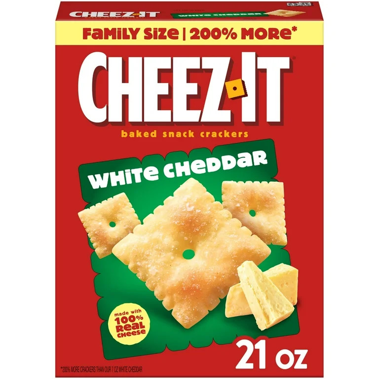 Cheez-It White Cheddar Cheese Crackers, Baked Snack Crackers, 21 oz | Walmart (US)