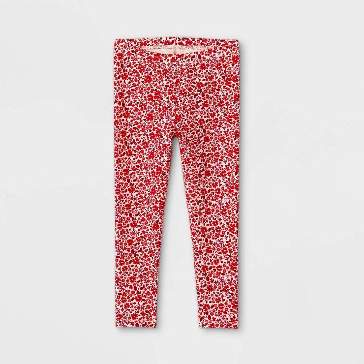 Toddler Girls' Floral Leggings - Cat & Jack™ Red | Target