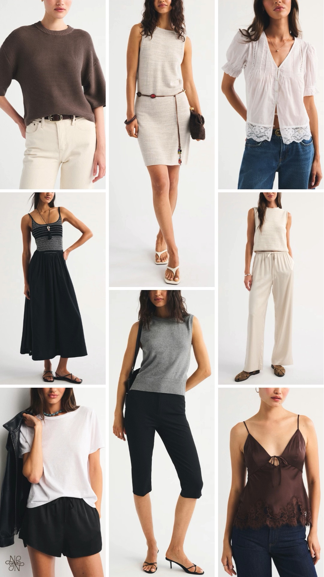 Abercrombie new arrivals 🤩 Closet staples, summer dresses and on trend styles - these capri pants would be so cute styled for date night! 

summer outfit, summer dress, summer dresses, mini dress, lace top, black maxi dress, mom outfit, postpartum outfit