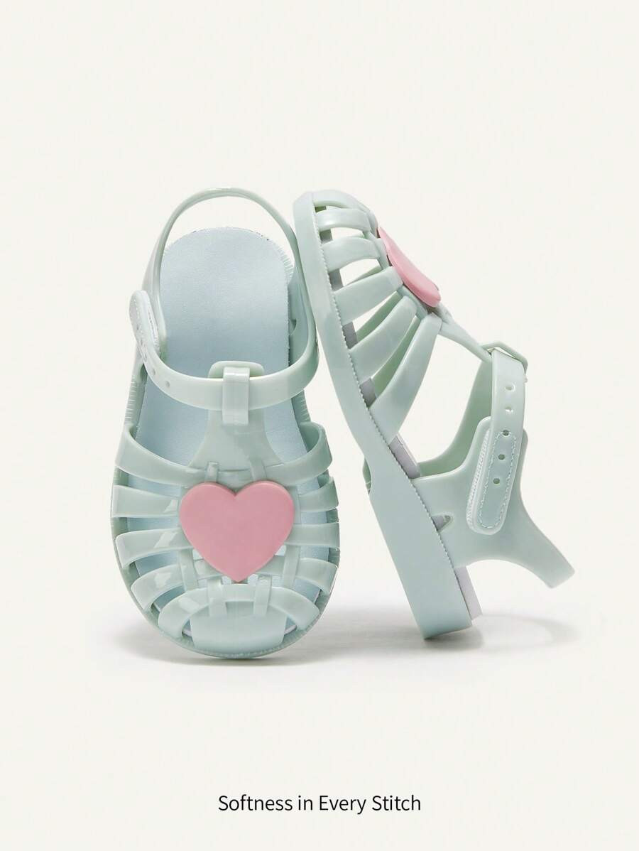 Cozy Pixies 1 Pair Heart-Shaped Fashion Versatile Cute Green Baby Crystal Princess Shoes, Comfort... | SHEIN