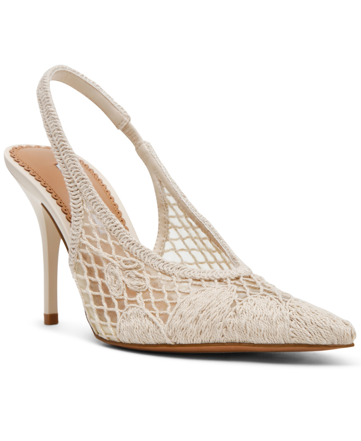 Steve Madden Women's Andromeda-c Crochet Pointed Toe Slingback Pumps - Bone Crochet | Macy's