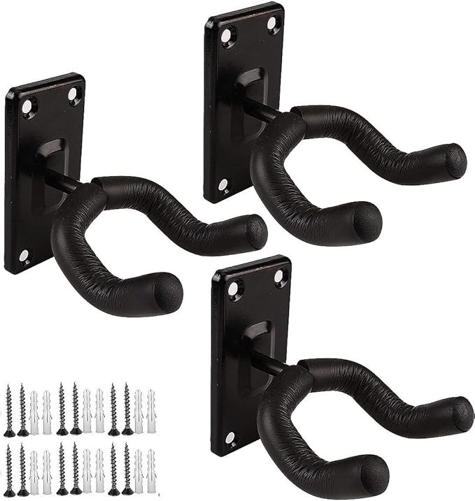 Guitar Wall Mount Guitar Hanger Acoustic Electric Guitar hanger Bass Ukulele Black hook Metal Hol... | Amazon (US)