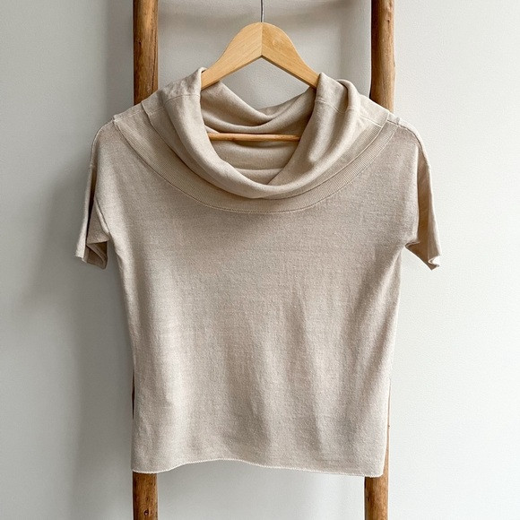 [prada] wool silk short sleeve cowl sweater beige | Poshmark