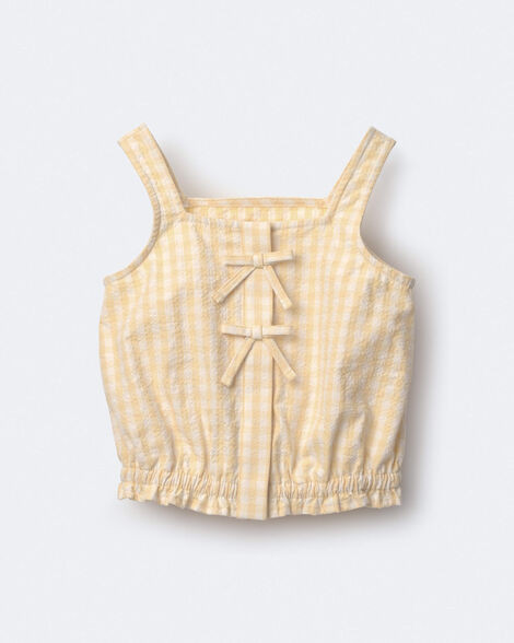 Toddler Girl Gingham Peplum Top with Bows - Yellow - Otter Avenue | Carter's | Carter's Inc