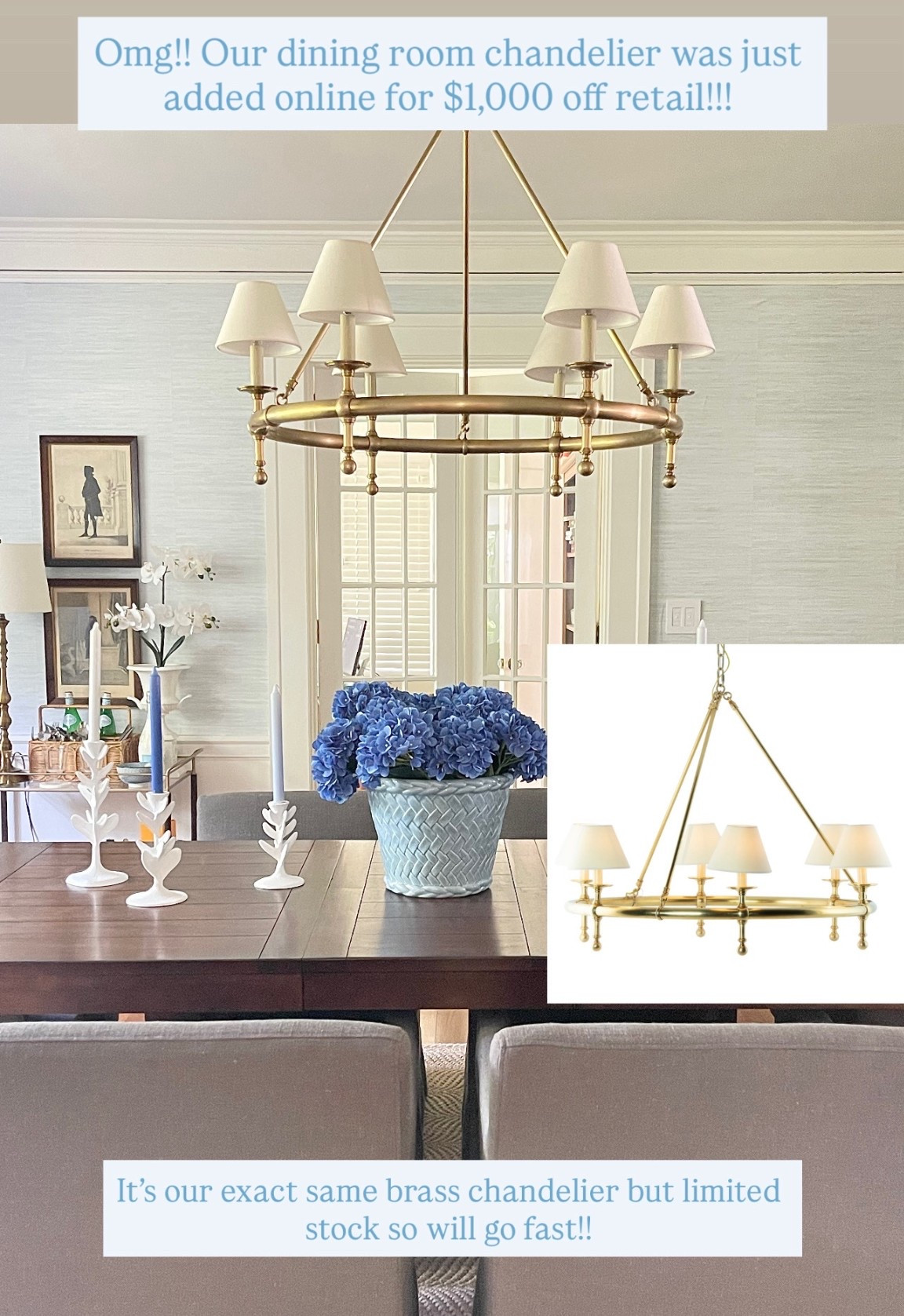 🏃🏼‍♀️🏃🏼‍♀️🏃🏼‍♀️ save $1,000 OFF my designer brass ring dining room chandelier!! Exact same one, but limited stock so if you love don’t wait! P.s. use code: SHIP89 for free shipping!

Dining room chairs & table old from world market 🤍

#LTKHome #LTKSaleAlert