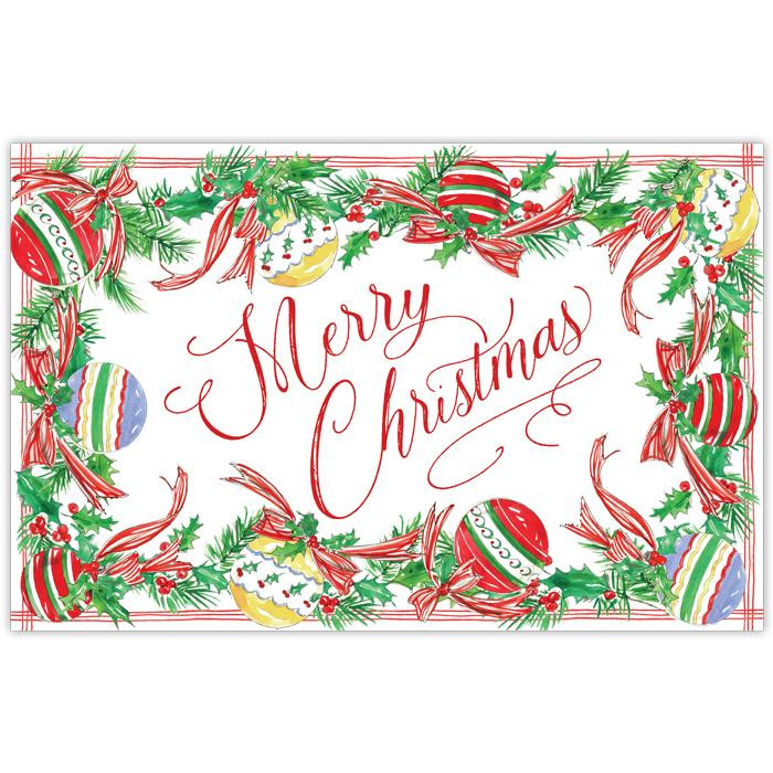 Handpainted Christmas Ornaments and Holly Placemat | Rosanne Beck Collections