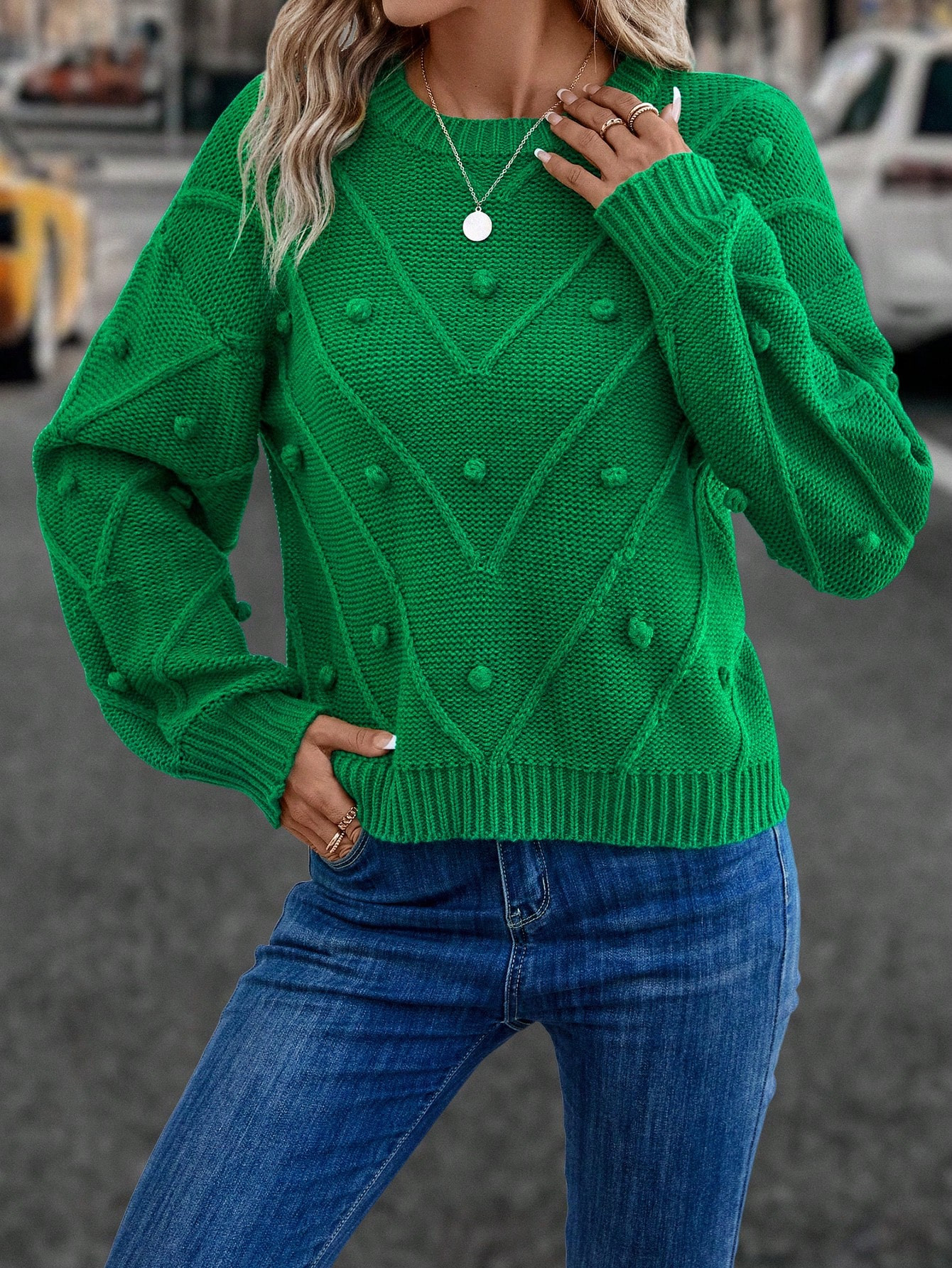 SHEIN Essnce Pom Pom Drop Shoulder Sweater | SHEIN
