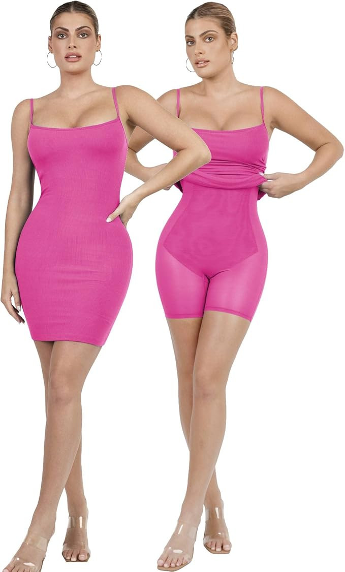 Popilush Shaper Dress Bodycon Maxi/Mini Built in Shapewear Bra 8 in 1 Women Lounge leeveless Back... | Amazon (US)