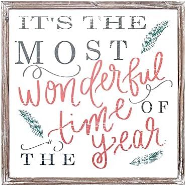 Amazon.com: It's The Most Wonderful Time of The Year Wood Sign 18x18 Rustic Home Decor Christmas ... | Amazon (US)