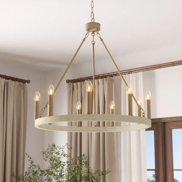 Finchley 9 - Light Dimmable Wagon Wheel Chandelier | Wayfair North America