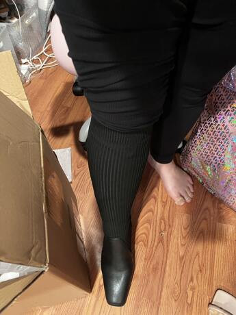 CUCCOO BASICS Women Shoes Fashion Knit Detail Keep Warm Chunky Heeled Black Knee High Boots For S... | SHEIN