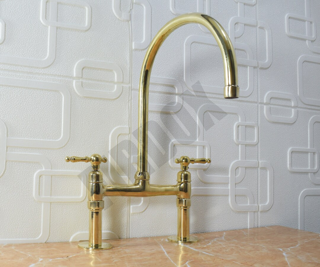 Deck Mount Bridge Kitchen Faucet With Lever Handles - Etsy | Etsy (US)