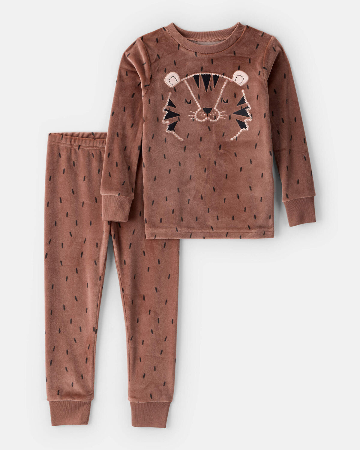 Toddler Boy Tiger Print DreamPlush Long-Sleeve Snug Fit 2-Piece Pajamas - Brown | Carter's Inc