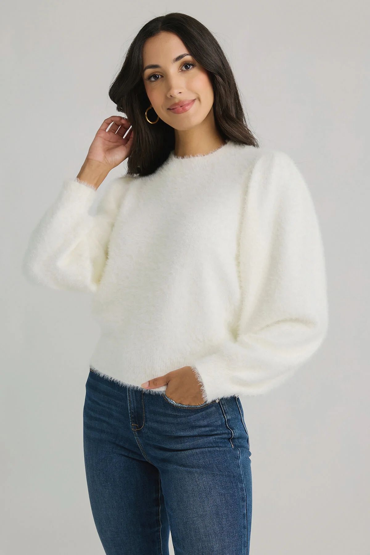 Lili Sidonio Eyelash Puff Sleeve Sweater | Social Threads
