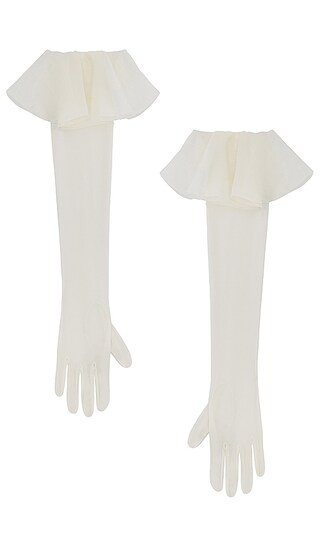 Ruby Ruffle Gloves in Ivory | Revolve Clothing (Global)