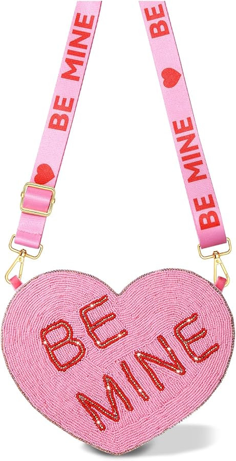 CEALXHENY Valentine’s Day Heart Purse for Women Girls Red Pink Beaded Heart Crossbody Bag LOVE ... | Amazon (US)