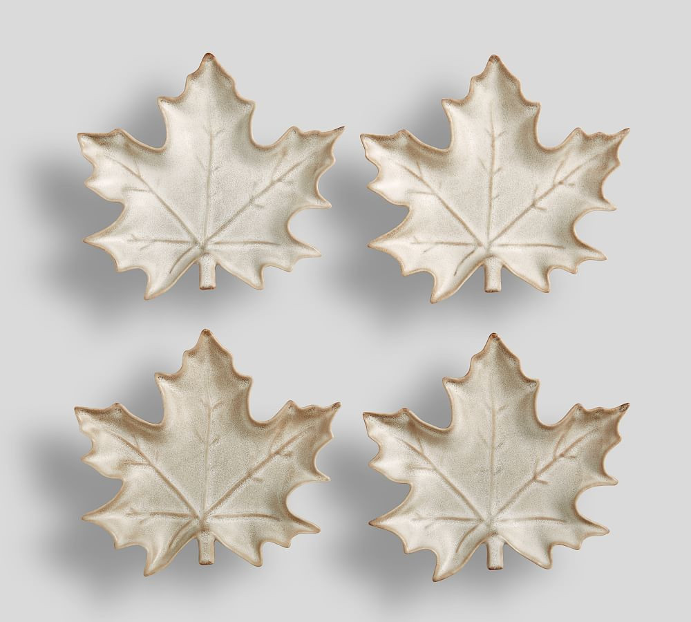 Ridge Maple Leaf Stoneware Appetizer Plates - Set of 4 | Pottery Barn (US)