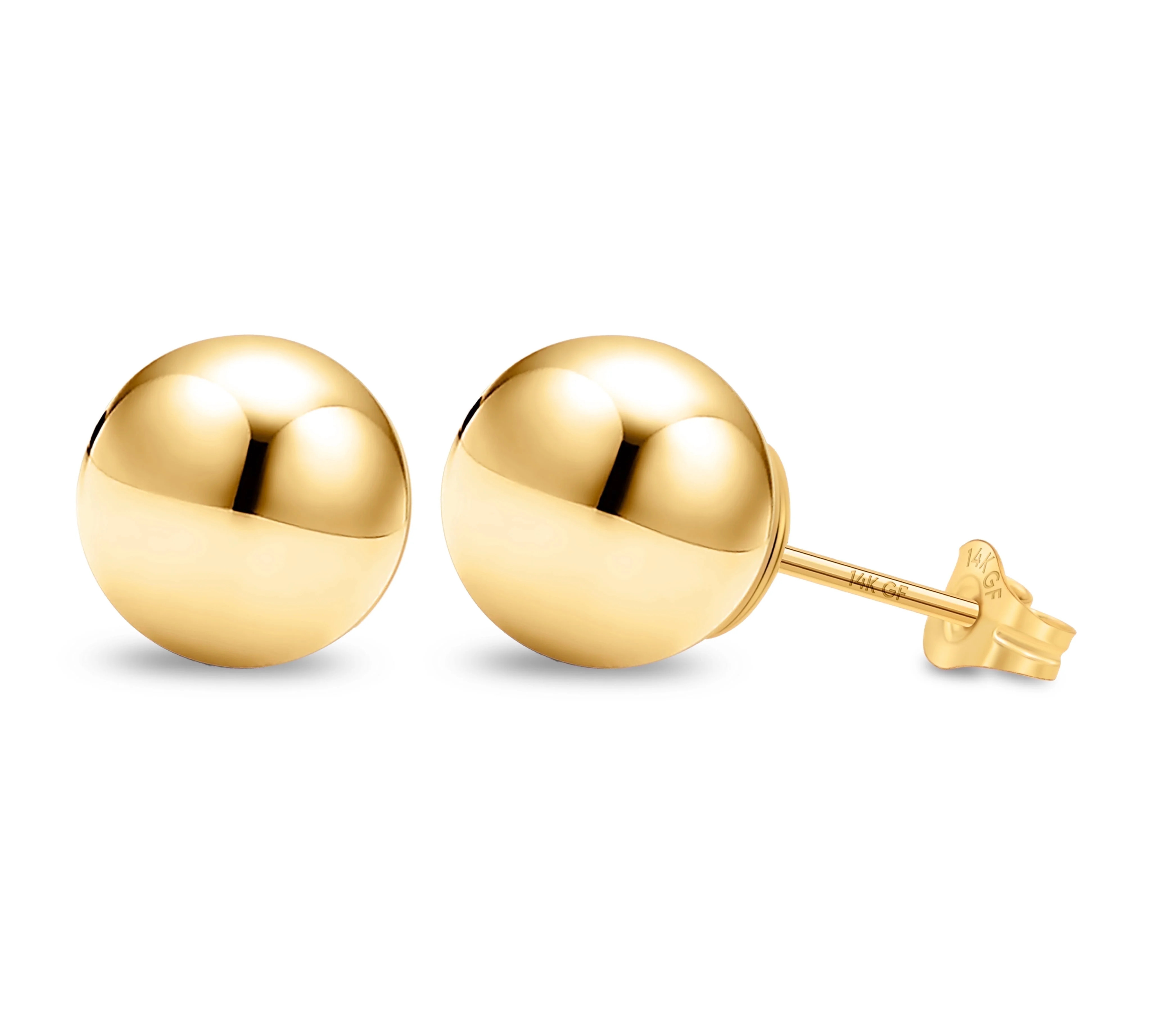 Kezef 14K Yellow Gold Filled Round Ball Stud Earrings for Women - 9mm | Walmart (US)