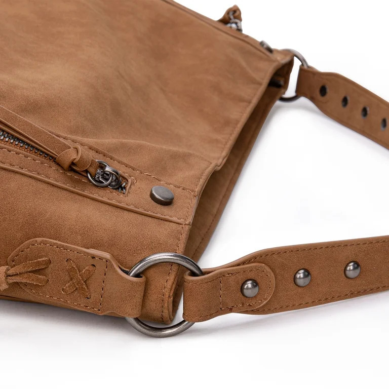 Wrangler Large Hobo Purses and Handbags for Women with Buckle and Fringe Zipper Faux Suede Should... | Walmart (US)