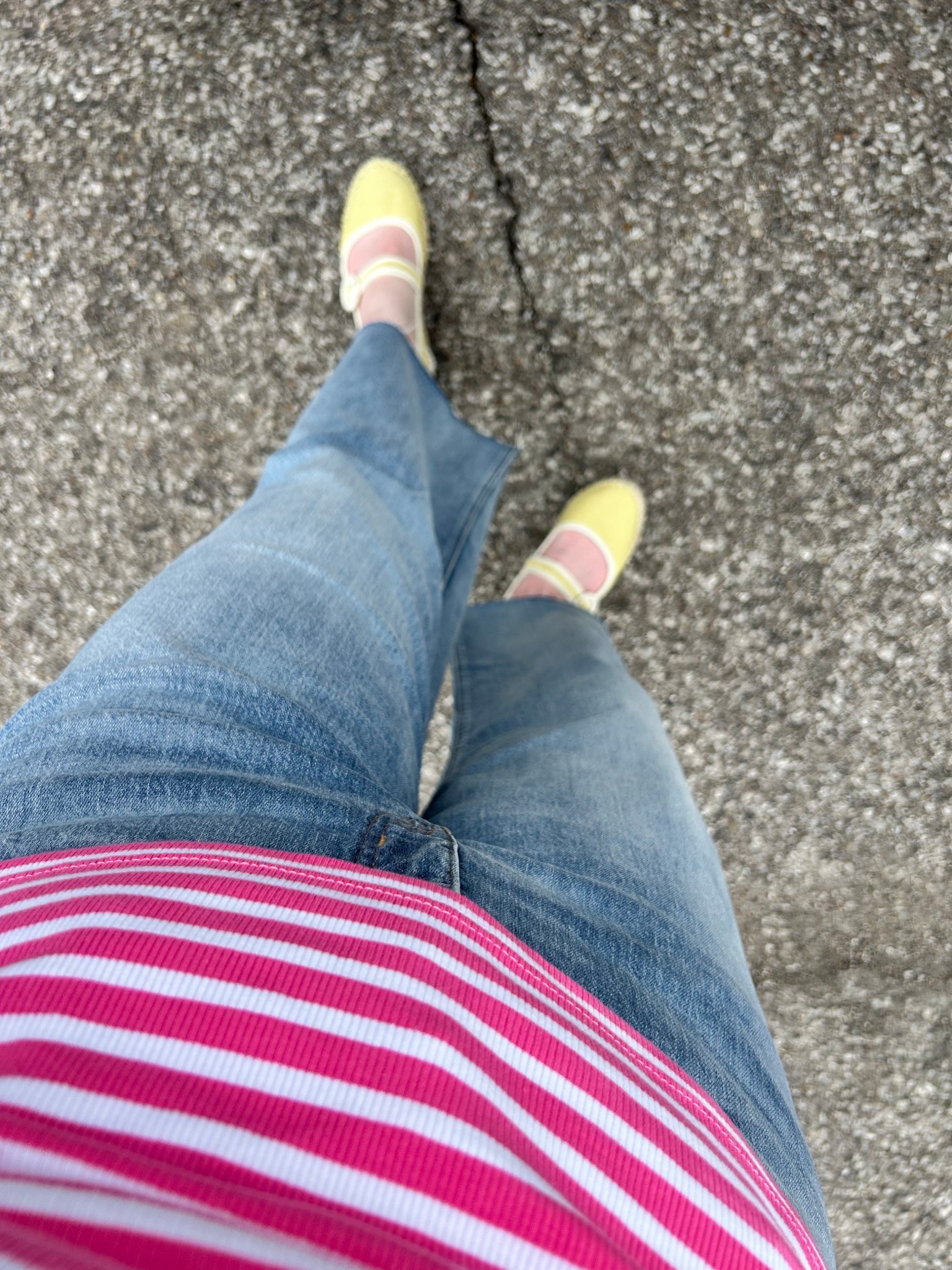 Stripe top, ballet flats 