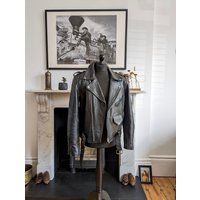 Vintage Black Leather Biker Jacket, Mens L | 38 Women's Xl | Etsy (UK)