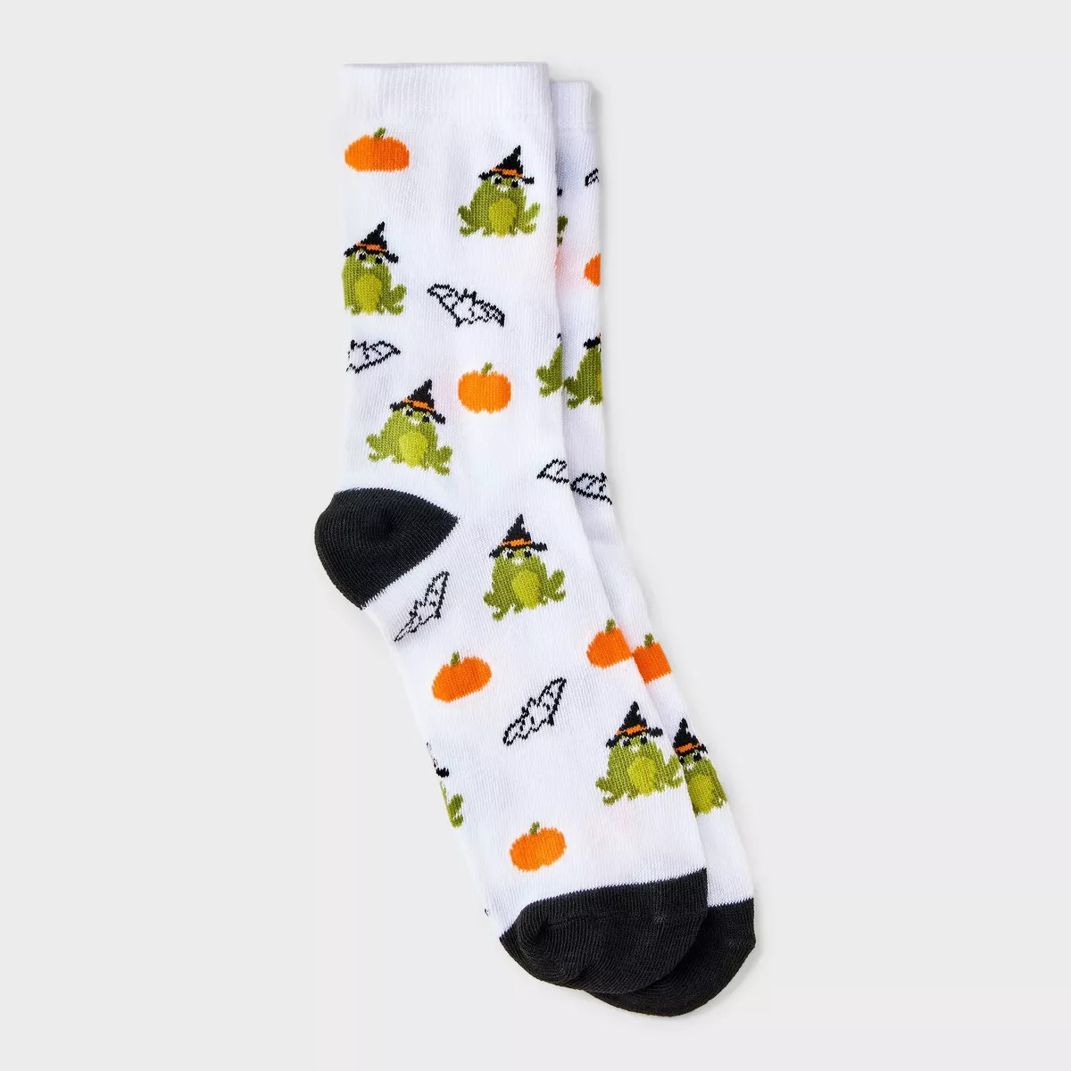 Women's Frog Witch Halloween Crew Socks - Hyde and EEK! Boutique™ White/Green/Black 4 - 10 | Target