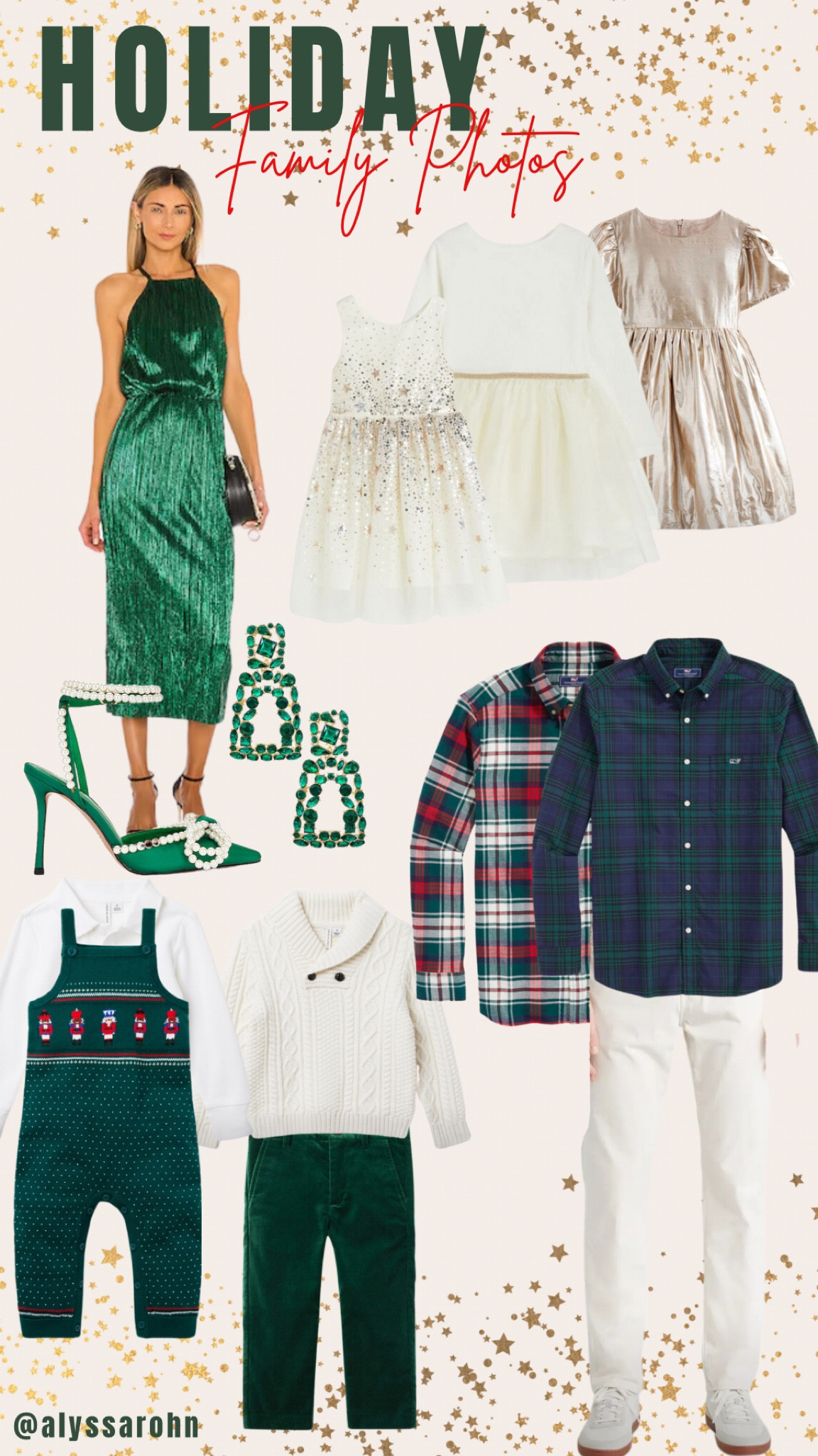 Holiday family outfit inspo
Color scheme: deep green neutral gold hints of red

#LTKHoliday #LTKstyletip #LTKfamily