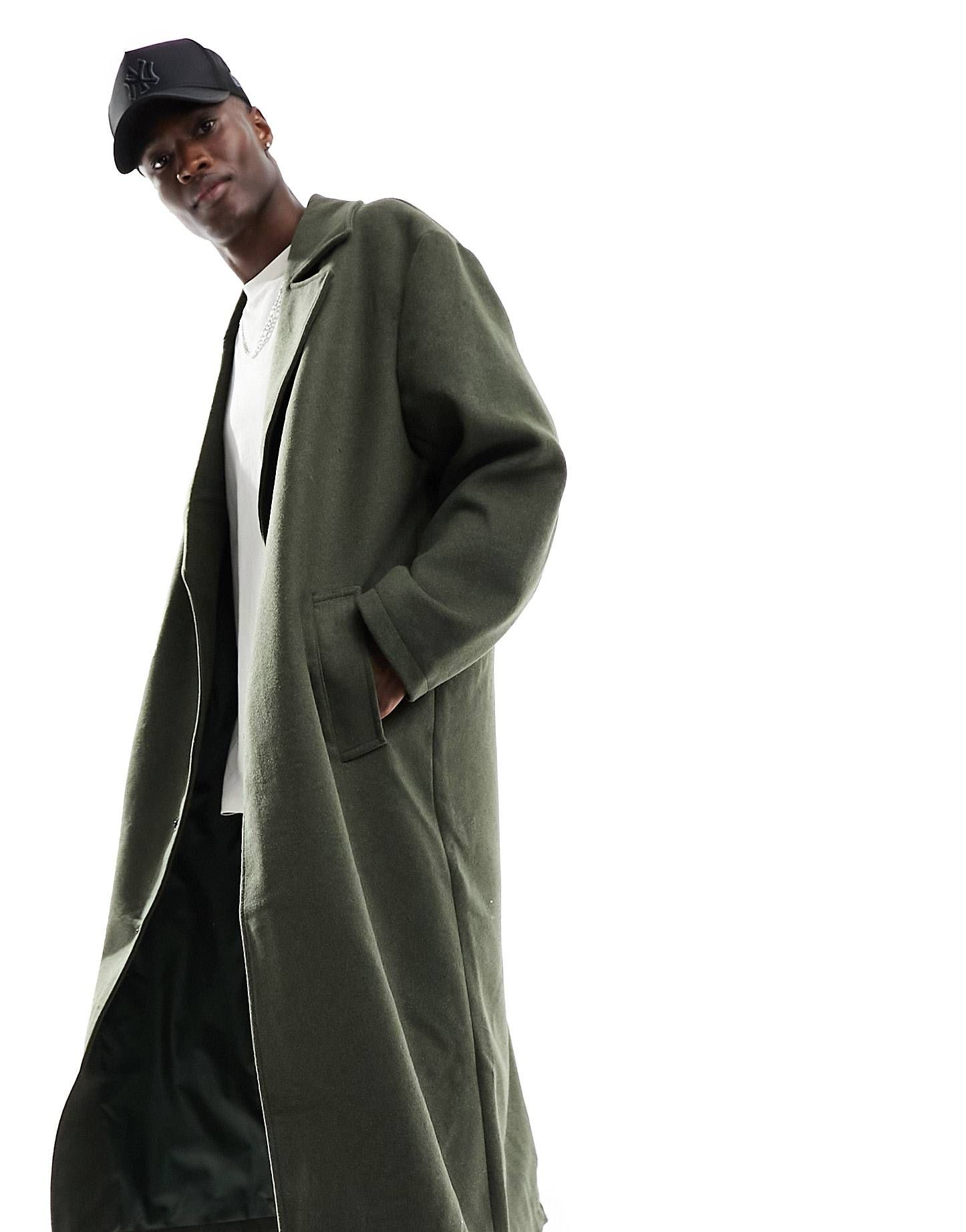 ASOS DESIGN oversized wool mix coat in green | ASOS (Global)