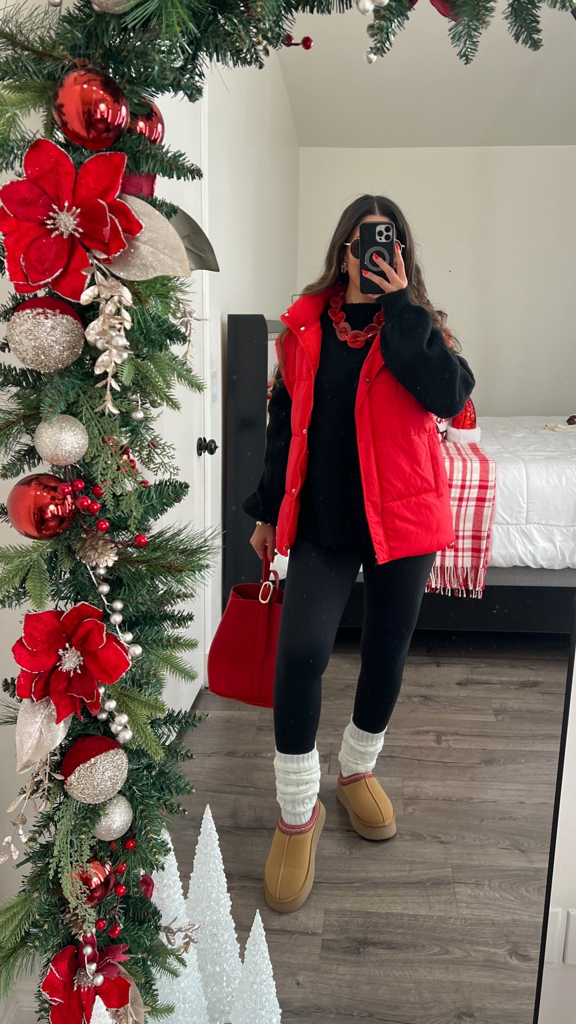 Casual holiday outfit idea. Wearing thick fleece leggings. 

#LTKSeasonal #LTKFindsUnder50 #LTKHoliday