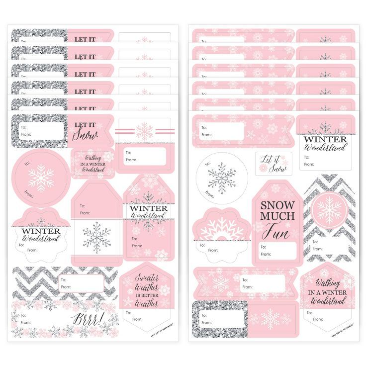 Big Dot of Happiness Pink Winter Wonderland Snowflake Birthday Party and Baby Shower Gift Tag Lab... | Target