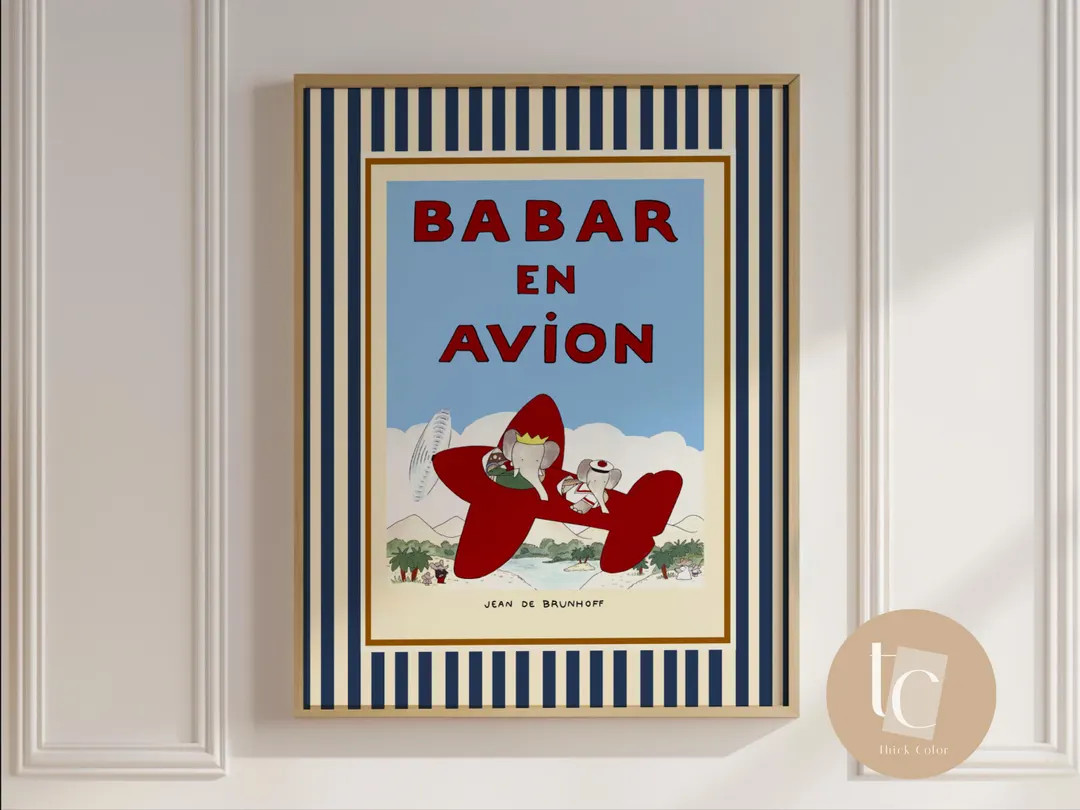 Babar the Elephant Nursery Wall Art Retro Kids Decor Quote Wall Art Genre Neutral Baby Wall Art I... | Etsy (US)