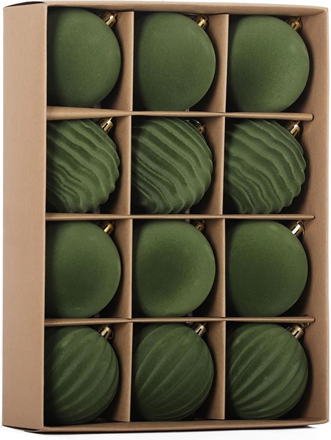 Senjie 3.15inch Christmas Tree Ornaments Velvet Balls,12PCS Flocked Decoration Balls Ornaments Se... | Amazon (US)