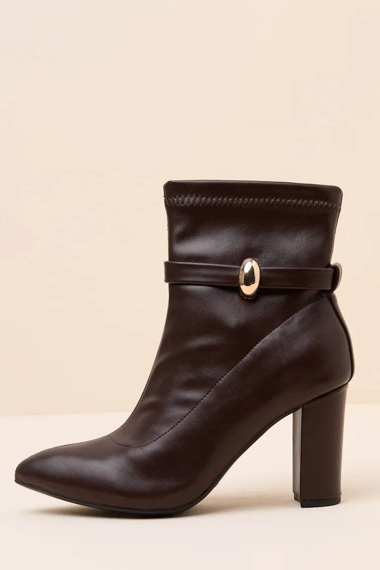 Marilee Brown Pointed-Toe Ankle Booties | Lulus