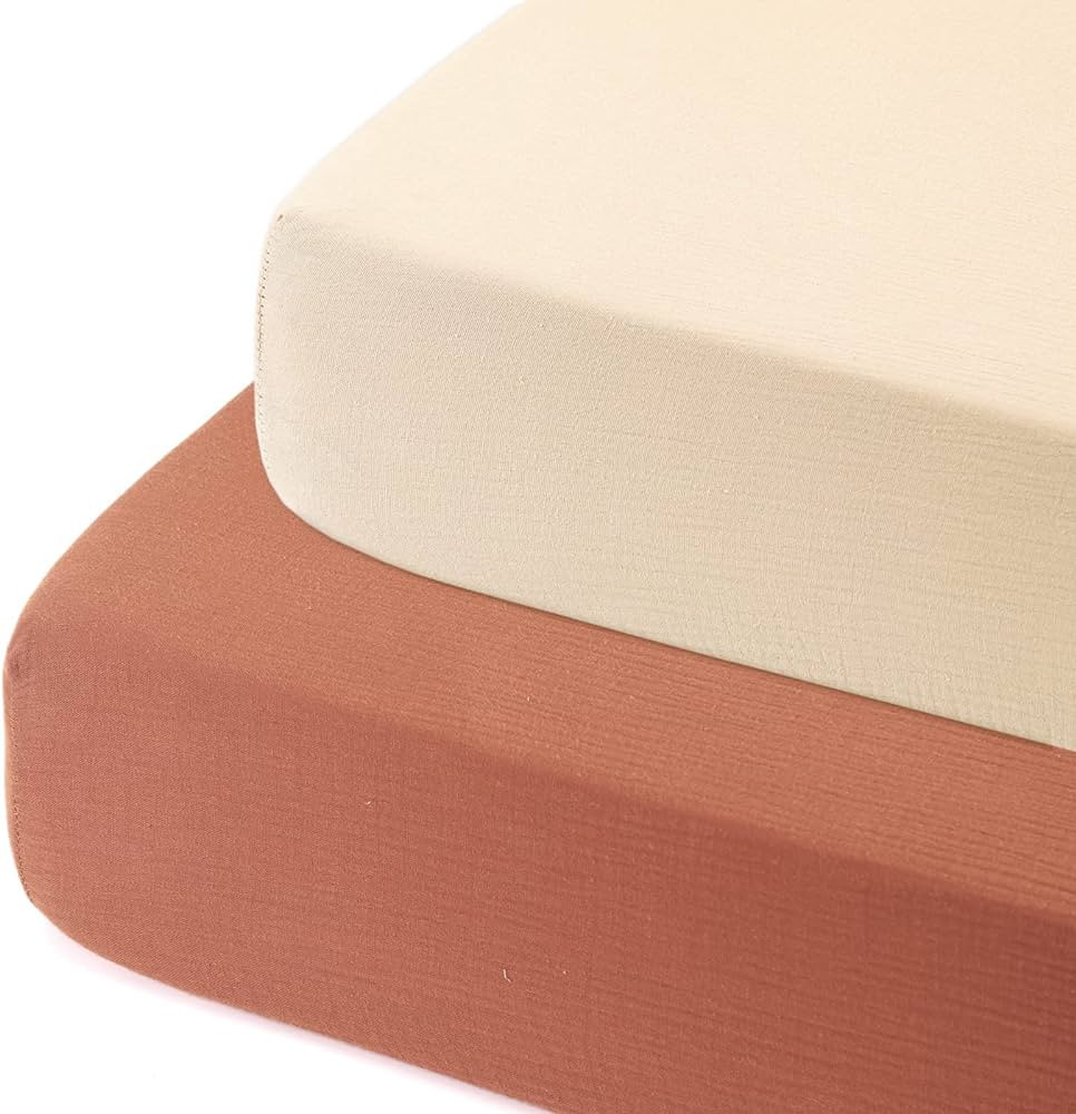 GRSSDER Soft Muslin Crib Sheet 2 Pack, 100% Cotton Crib Sheets for Boys and Girls, Fit Standard C... | Amazon (US)