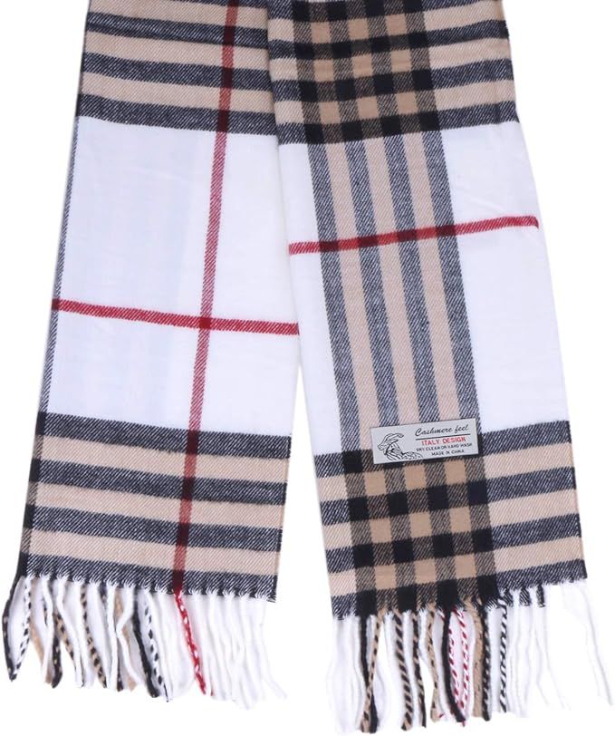 Plaid Cashmere Feel Classic Soft Luxurious Winter Scarf For Men Women | Amazon (US)