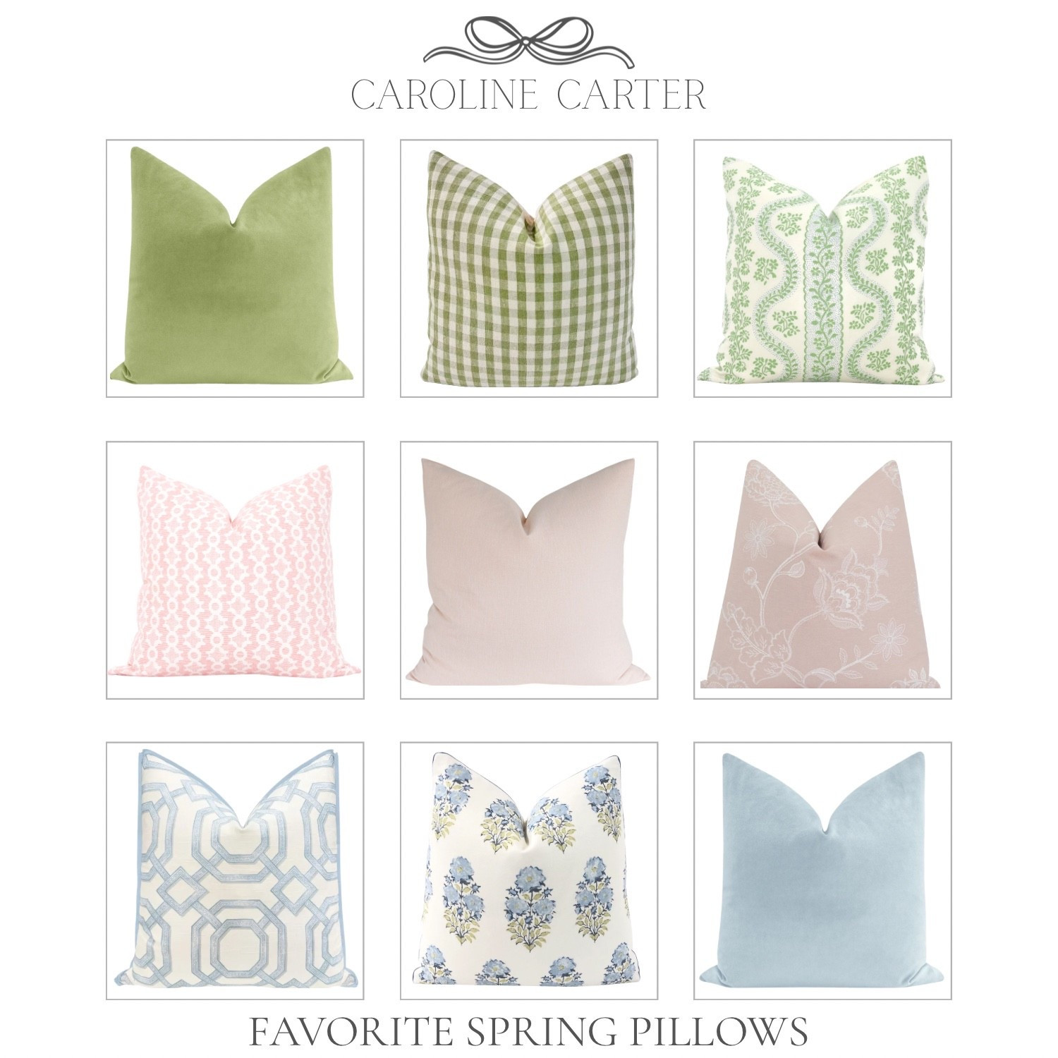 Fresh spring pillows in soft greens, blush, and blue | an easy way to refresh your space for the season 🤍
⸻
spring pillows, throw pillows, decorative pillows, pastel home decor, spring home decor, grandmillennial style, coastal grandmillennial, floral pillows, gingham pillows, neutral pillows, blue and white decor, blush home decor, green home accents, living room decor, sofa pillows, bedroom decor, classic home style

#LTKSeasonal #LTKHome #LTKFindsUnder100